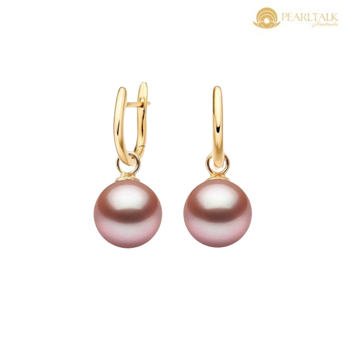 BÔNG TAI NGỌC TRAI HỒNG TÍM TRÒN 8.5MM